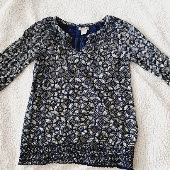Lucky brand sz small blue circle bohemian blouse - Picture 2 of 4